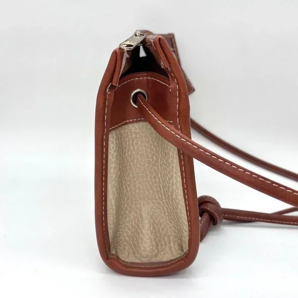 Vintage Crossbody Bag Cream Brown Retro Purse - Picture 5 of 9